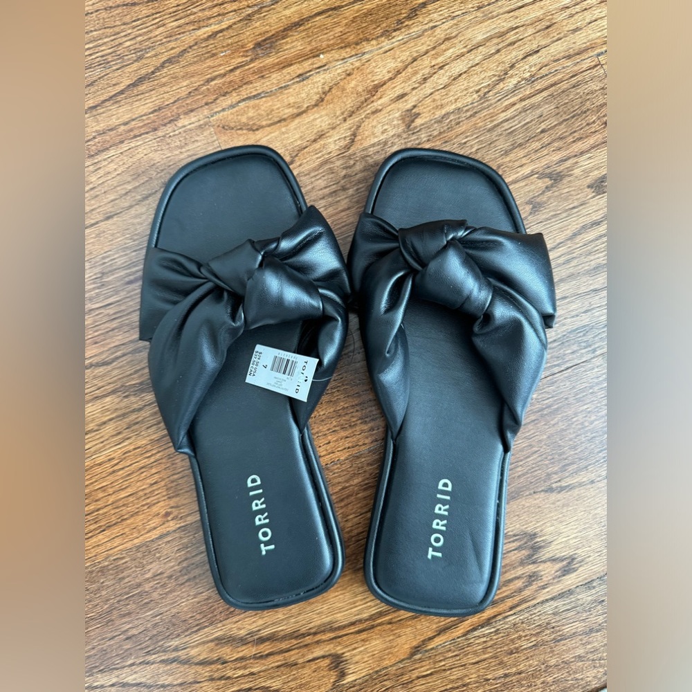 Black Faux Leather Torrid Slides - NWT -  SIZE 7